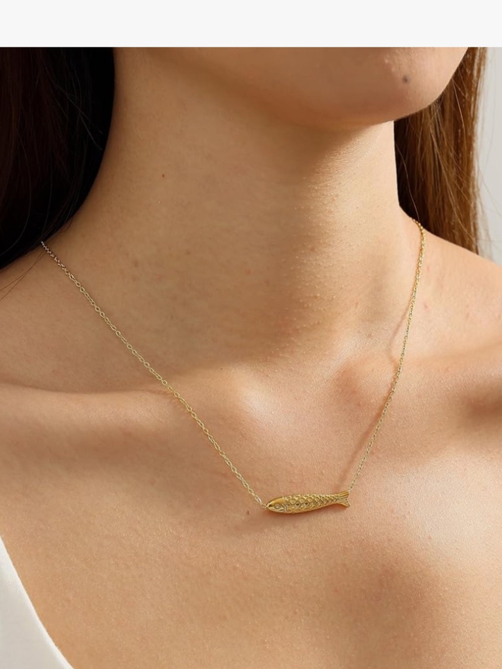 Anthropologie Gold Fish Pendant Necklace
